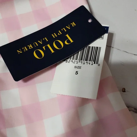 Polo Ralph Lauren Pink and White Gingham swimsuit size 5 - Picture 5 of 6